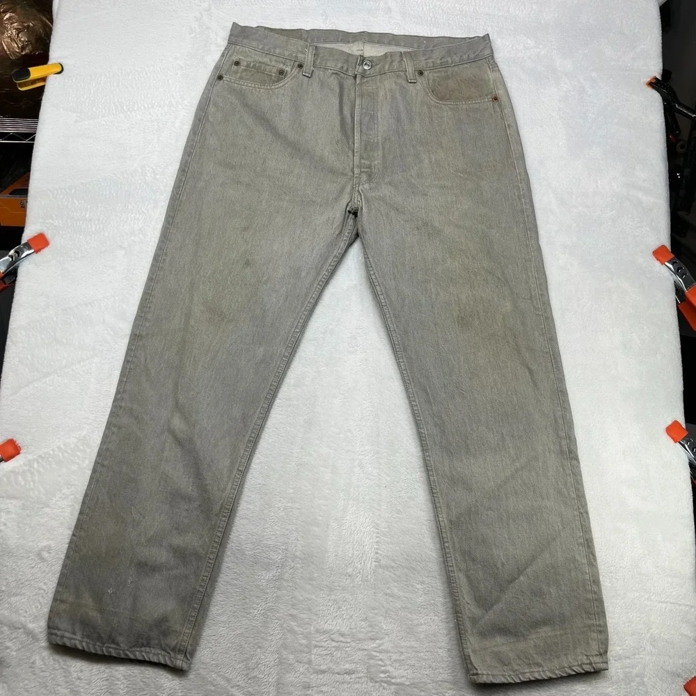 Vintage Levi's Button Fly Jeans Men's Gray Denim Classic Pockets‎ Y2K - 36X30.5